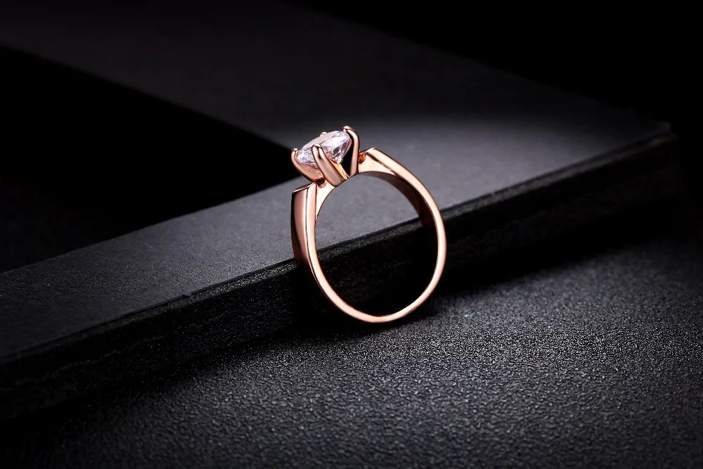 Классическое элегантное обручальное кольцо на палец с кубическим цирконием, розовое золото, модные свадебные украшения для мужчин и женщин DWR054