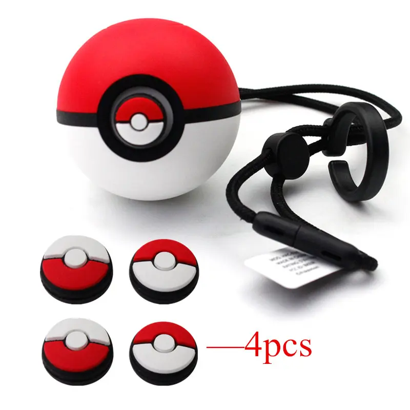 

4pcs soft Silicone Analog Thumb Stick Grips Caps cover for Nintend Switch pokeball Poke Ball Plus go controller game accessories