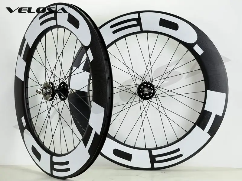 Discount Outlet, only 20 sets, 700C  track bike carbon wheelset, 88mm clincher/tubular,fixed gear street bike carbon wheel 13