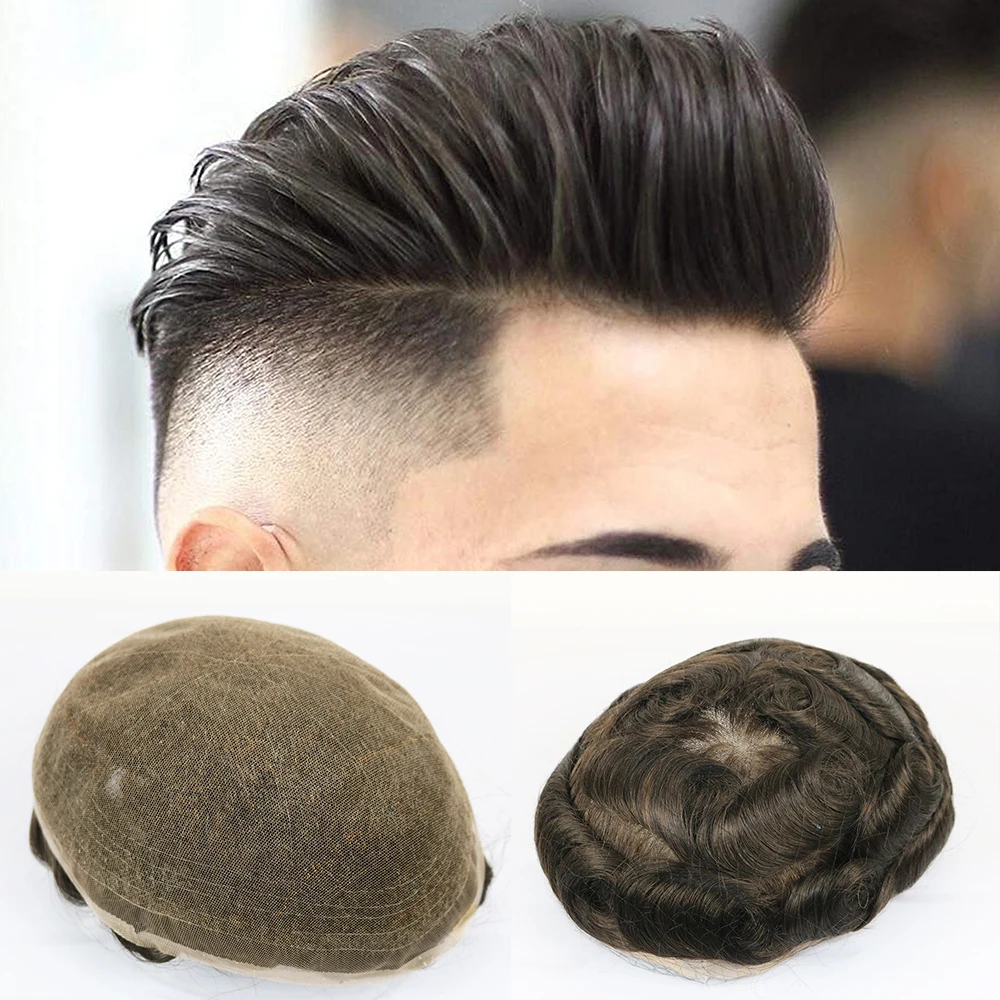 

SimBeauty Toupee With Human Hair Full French Lace Hairpieces And Freestyle Hairstyle Toupee For Men Color 1B 62 colors available