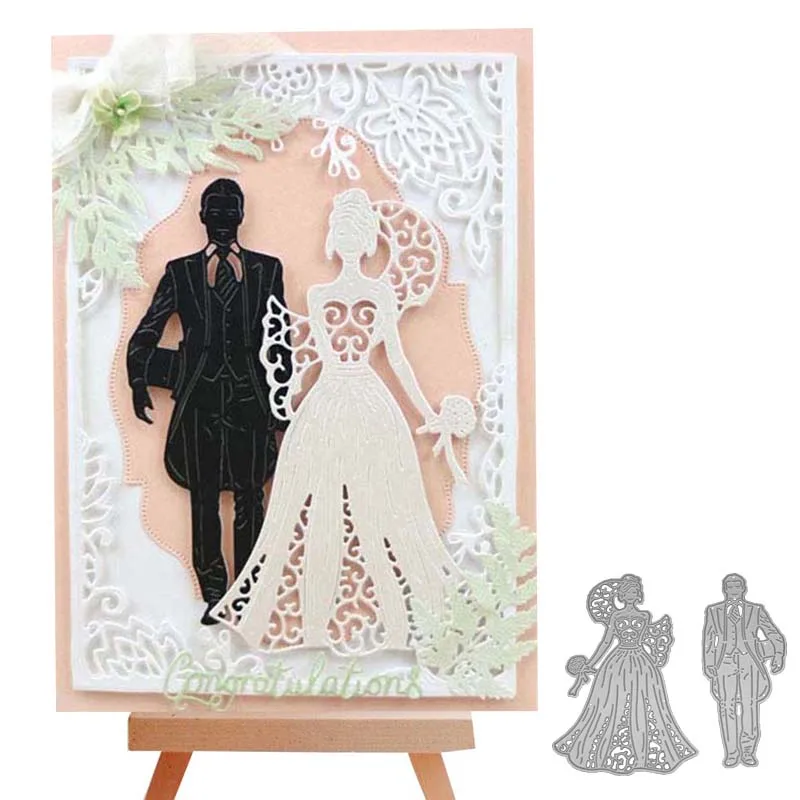 

Ufurty METAL CUTTING DIES cut Groom and bride punch scrapbook PAPER CRAFT card album gift ribbon present knife mold art cutter
