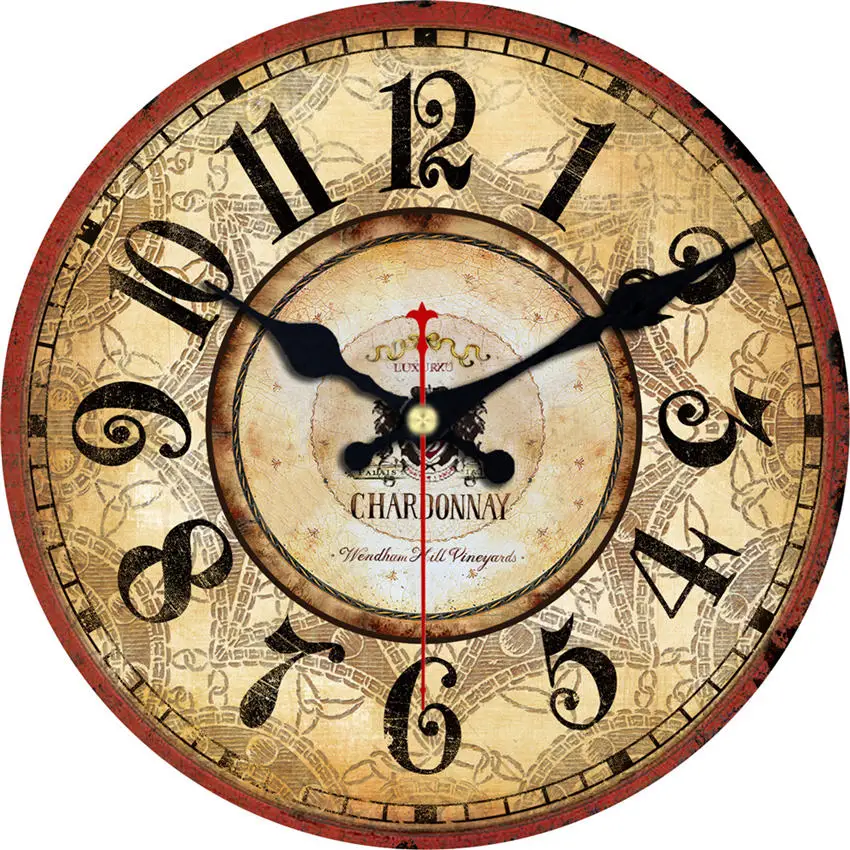 6-16 дюймов шикарная карта мира настенные часы, деревянные картонные настенные часы, бесшумная и не тикающая особенность, античный стиль для кухни официальный - Color: Wall Clock 6