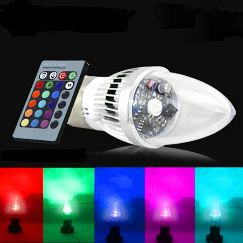 

E27 AC 85-265V 3W RGB LED Candle Bulb with Remote,Smooth/Strobe/Flash/Fade/On/Off Modes--M25