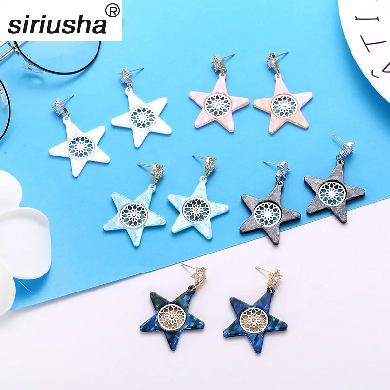 

Popular new star shape hollow shape acrylic alloy female earrings retro fashion simple creative earrings jewelry wholesale Y880