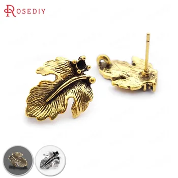 

(20923)Free Shipping Wholesale Tree leaf:15*12MM Antique Bronze Alloy+Steel Needle Stud Earring-Tree leaf 30PCS