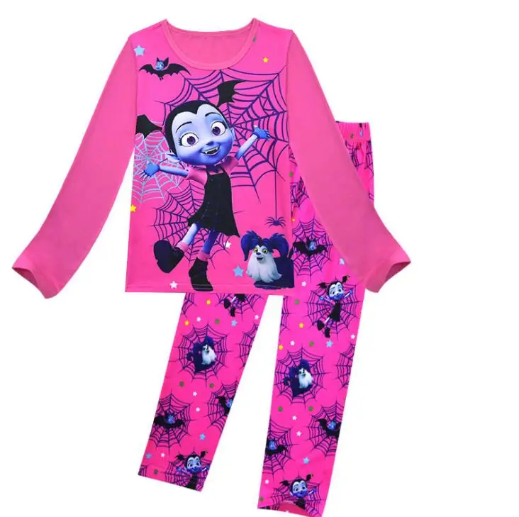 Пижамный комплект для девочек, новая футболка с принтом с героями мультфильмов для девочек топы+ штаны, комплект одежды из 2 предметов, комплект детской одежды для сна, одежда для девочек