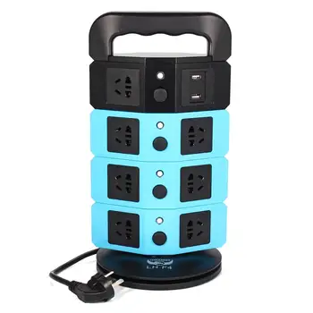 

Electrical Power Socket Strip 8 Way Outlet Power Board With 2 USB Ports Universal Socket Independent Switch 1.8m 220-250V 2500W