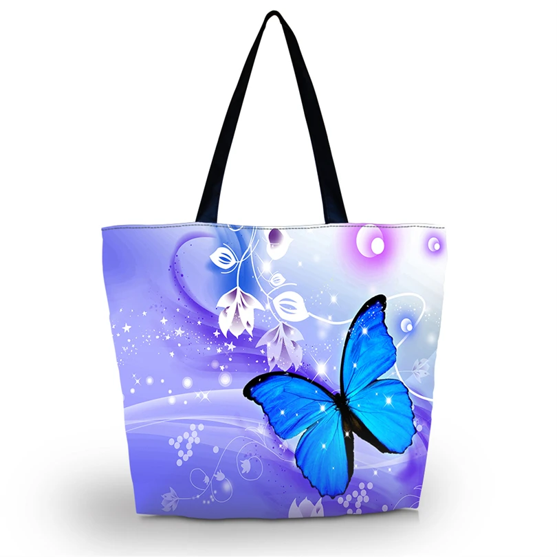 Большая мягкая складная женская сумка-тоут с бабочкой, многоразовая сумка через плечо, сумка для переноски, эко-друг, сумка-тоут