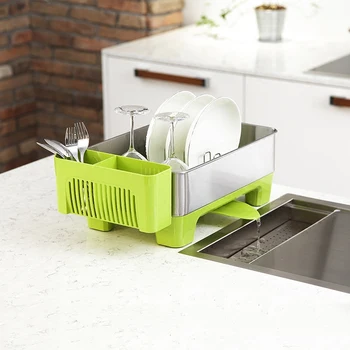 

Stainless Steel Dish Rack Double Drain Rack Dish Kitchen Rack Storage Drying Dish Rack