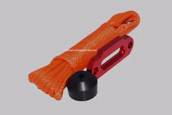 

6mm*15m Orange Synthetic Winch Rope with Hawse Fairlead with Winch Stopper,ATV Winch Line,Plasma Rope,Boat Winch Cable