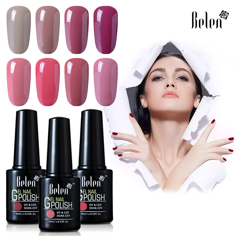 

Belen Nail Art 10ML UV Nail Gel Polish Nude Color Gel Varnish Long Lasting Soak Off Lacquer Nail Gel Gitter Manicure For Nail
