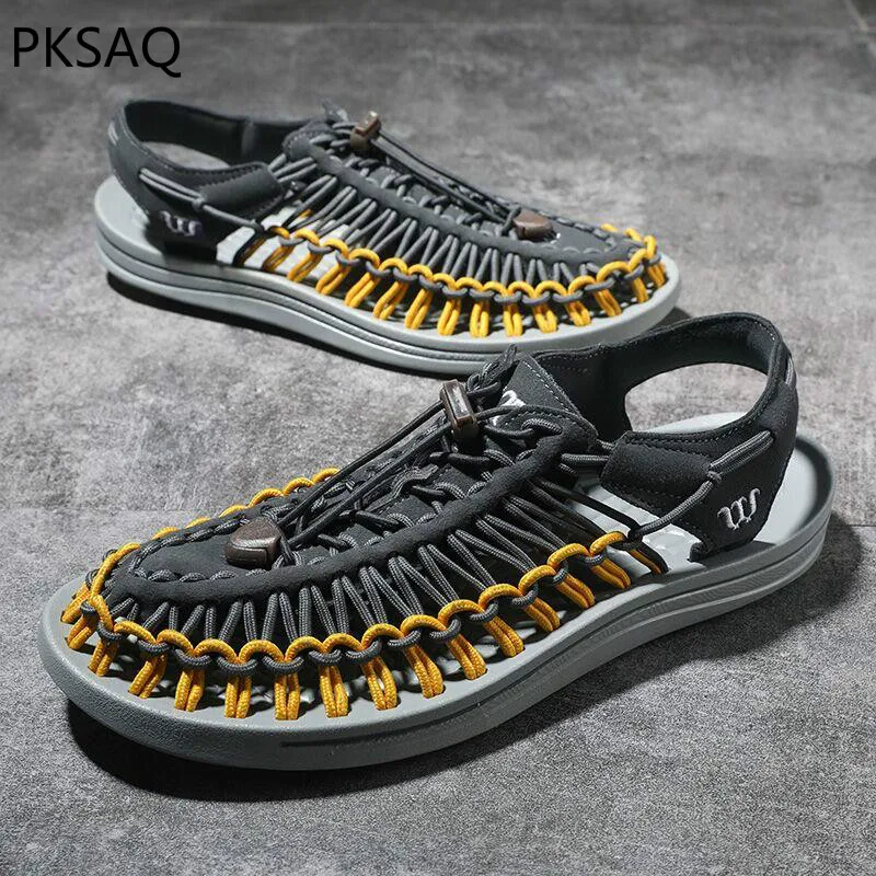 

Summer Sandal Men's Soft Bottom Casual Hand Weaving Slippers Men's Beach Shoes Gladiator Fashion Men Sandals