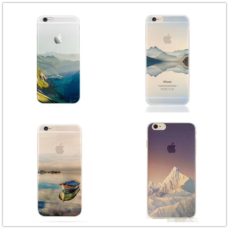 

Mountain Forest Clouds Print Soft TPU Silicone Back Cover For iPhone 7 7plus 6 s 6s 5 5s Phone Case Beautiful Landscape Scenery