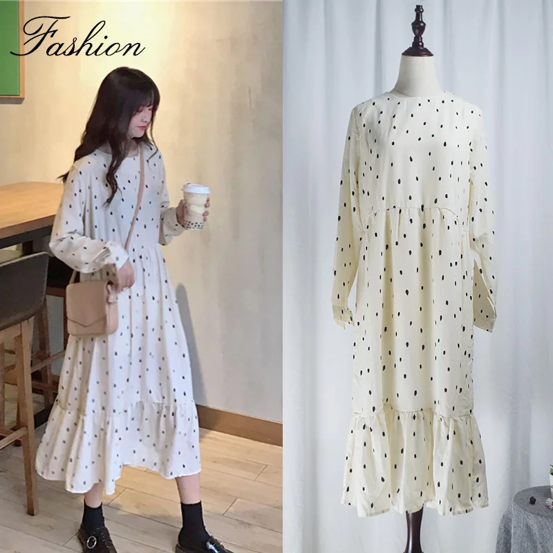 

Ruffle Hem Polka Dot Dress High Waist Women Dresses Elegant Summer Korean Japan Style Clothes Design Dress Dress
