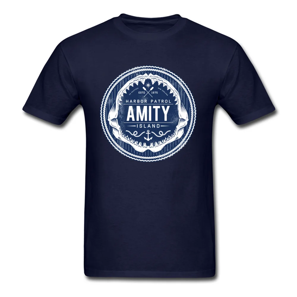 amity island harbor patrol 5997 Funny Men T-Shirt Round Collar Short Sleeve Pure Cotton Tops Shirts Customized Tee-Shirts amity island harbor patrol 5997 navy