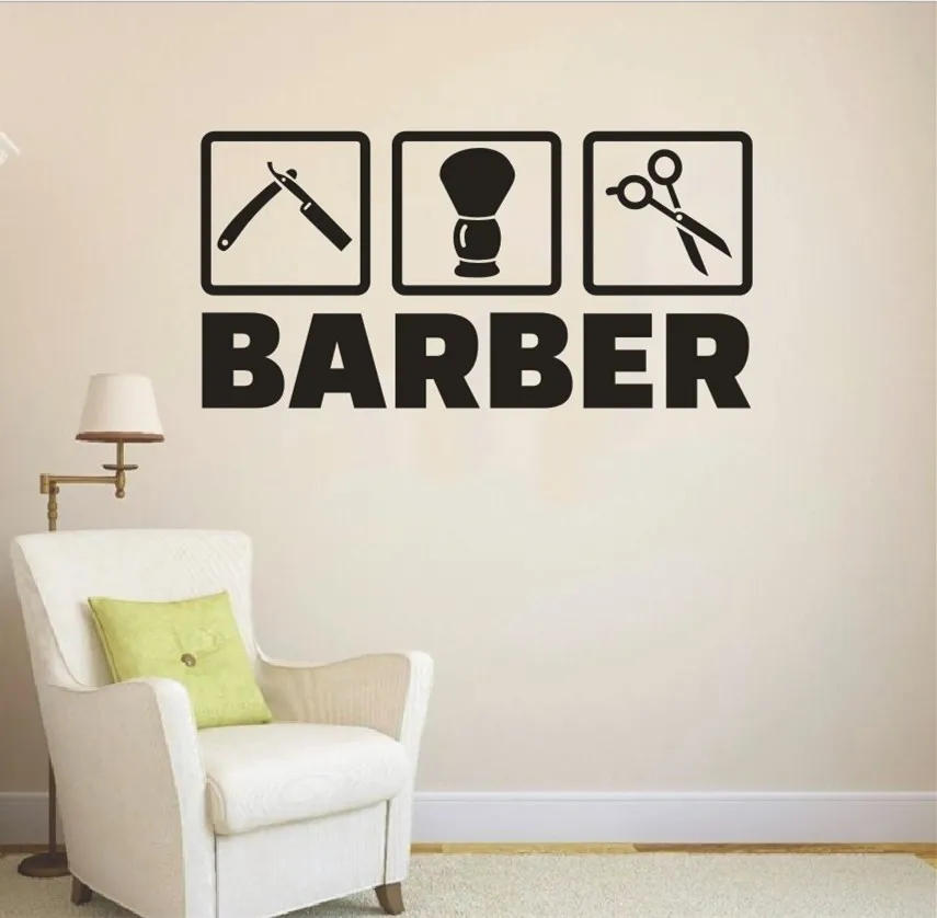 

Removable Barber Shop Stickers Hair Salon Wall Vinyl Decals Home Interior Art Decoration Mural Quotes Barber Vinilos NY-362