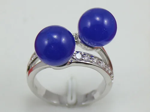 Hot sell -&gt@@ wholesale cute 8mm 2 blue jade ring(#7.8.9) # -Top quality free shipping | Украшения и аксессуары