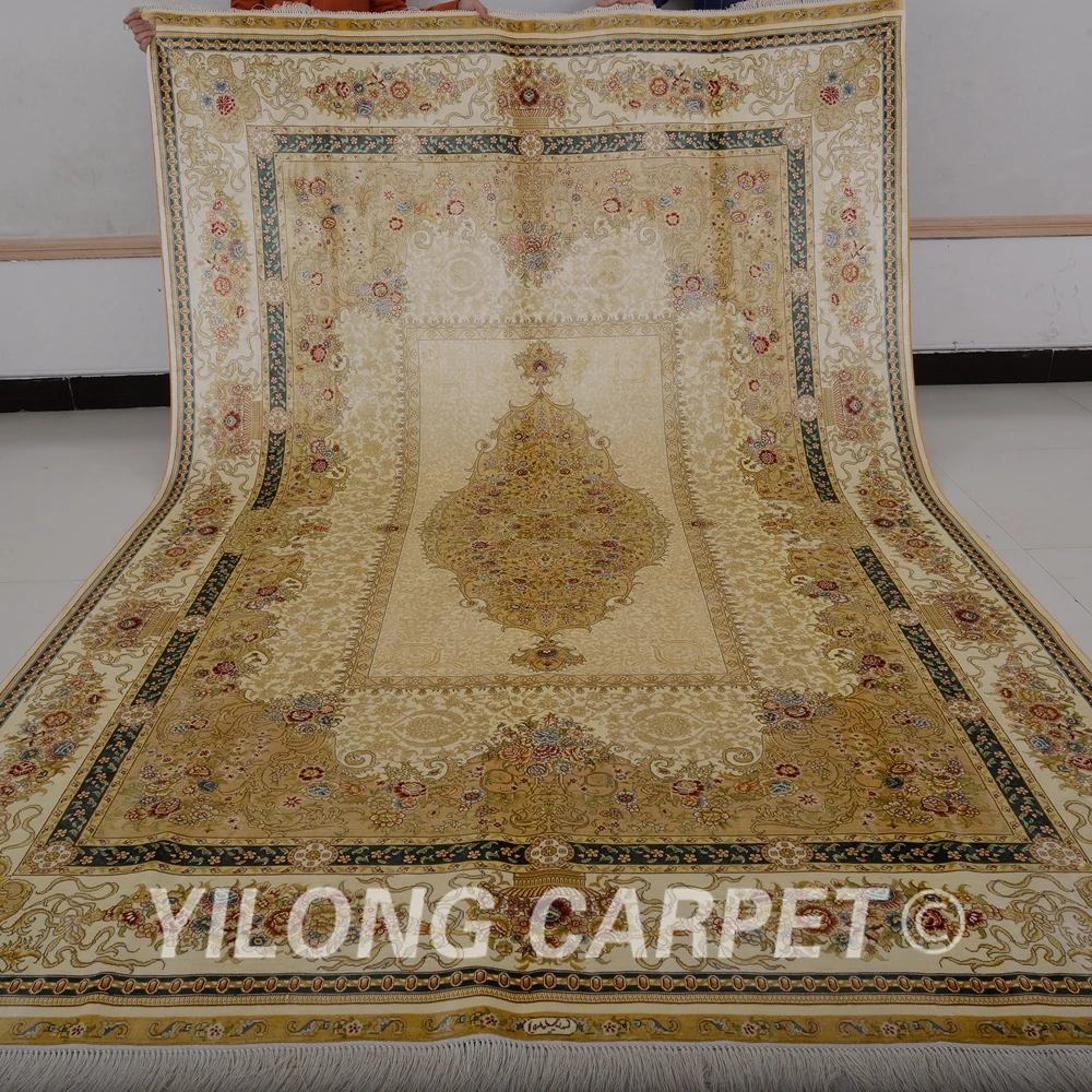 Yilong 6'x9' дизайн сада Бежевый Шелковый Vantage ковер ручной работы hereke шелковый