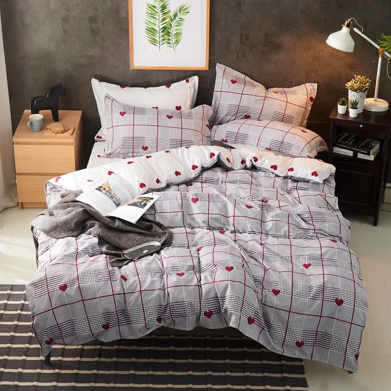 

100% cotton bedding set bed sheets and pillowcases bed cover full size queen king size couple bedding sets lovely duvet cover