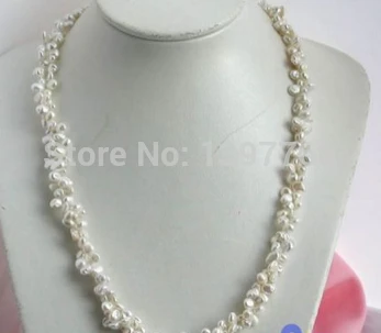 

Miss charm Jew.256 2ROW 25" 7-8MM WHITE BAROQUE KESHI REBORN CULTURED PEARL NECKLACE (A0513)