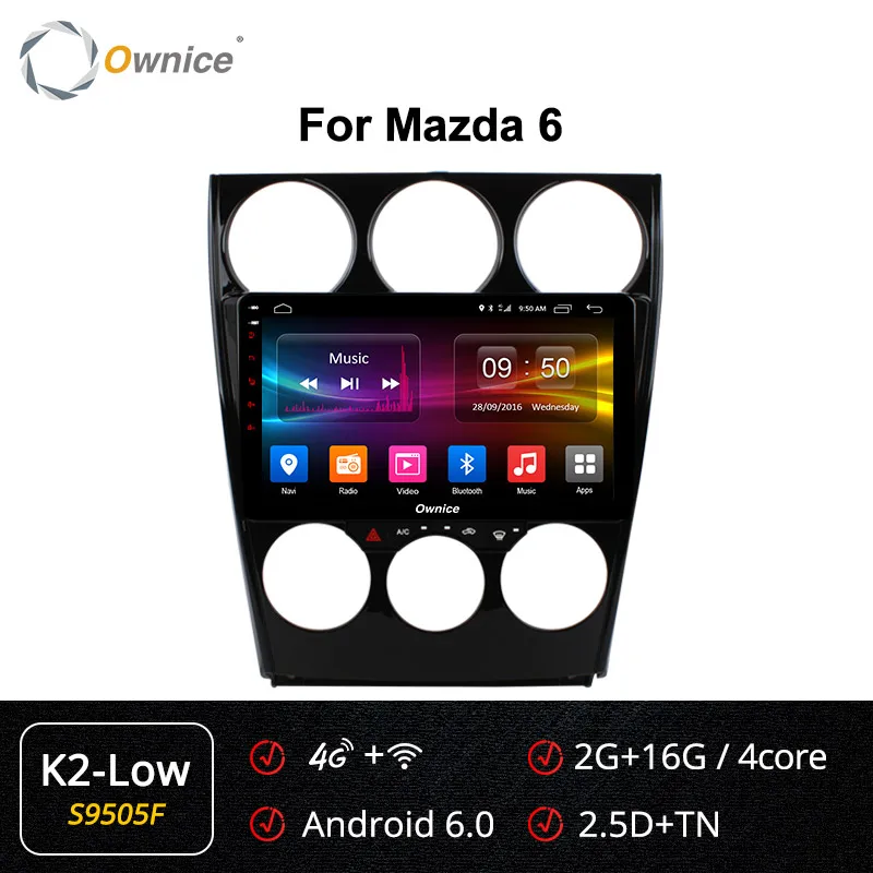 Ownice K1 K2 K3 K5 K6 8 ядерный Android 8,1 2DIN автомобильный DVD gps для Mazda 6 2006- авто радио плеер 360 панорама DSP 4G LTE - Цвет: S9505 K2-Low