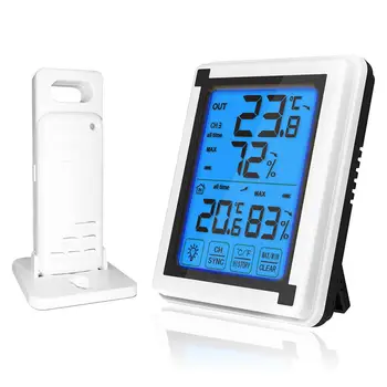 

LCD Touch Digital Thermometer Vertical Wireless Color Weather Station With Indoor Outdoor Temperature Alerts