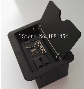 Best Short Brush Multimedia Tabletop Socket / HDMI Audio USB VGA Multimedia Slide Brush Outlet For Conference System Sliding Outlet