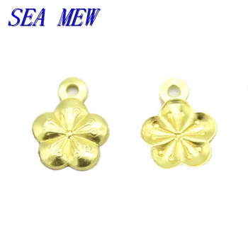 

SEA MEW 500 PCS Fashion Metal Copper 7mm Flowers Connectors Charm 5 Colors Plated Pendant For Jewelry Making