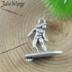Julie Wang 20 шт. античное серебро для женщин сёрфинг сплав талисманы для цепочки и ожерелья подвески серьги выводы ювелирных изделий Аксессуар