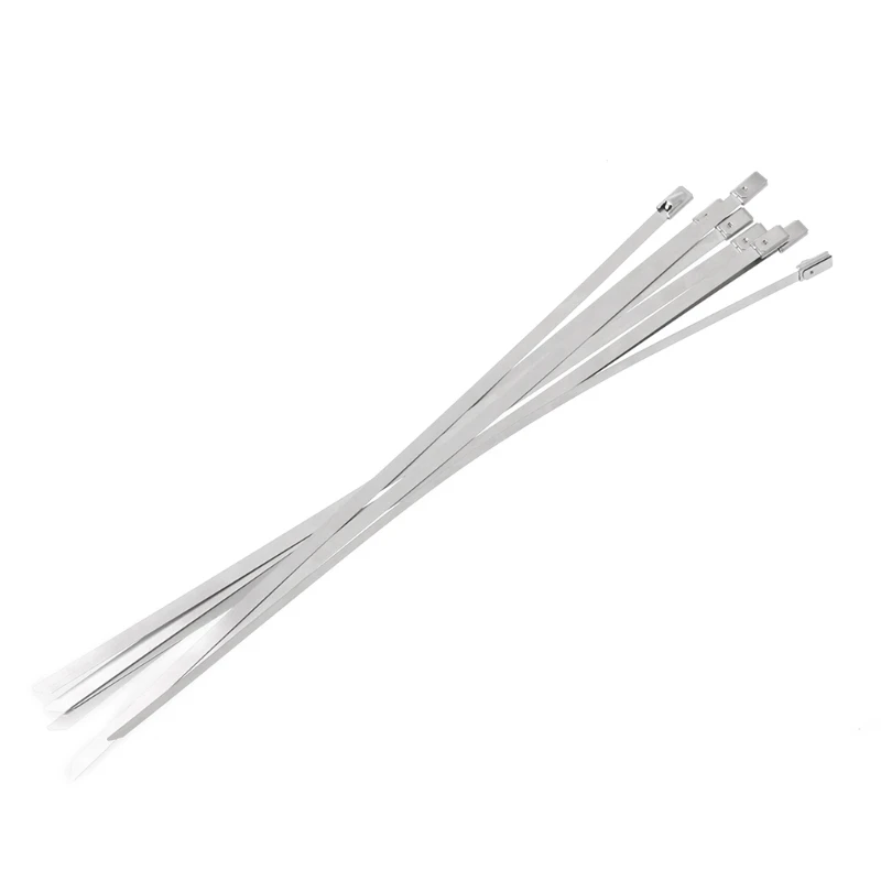 

10 Pcs Stainless Steel Metal Cable Tie Zip Wrap Exhaust Heat Straps Induction Pipe 100/150/200/250/300/350/400/450mm
