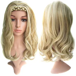 Delice 22inch Synthetic Long Curly Wig With Double Braids Headband Cosplay Wigs Headwear For Women Delice 22inch Synthetic Long Curly Wig With Double Braids Headband Cosplay Wigs Headwear For Women
