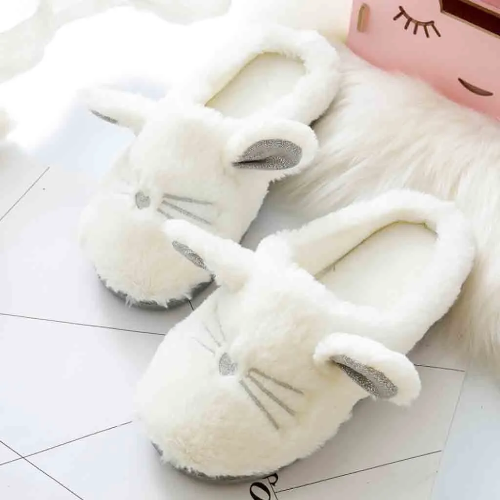 

Women Shoes 2019 Winter Ladies Shoes White Cute Cat Cutton Slippers Winter House Shoes Flat Woman Zapatillas Con Platafor