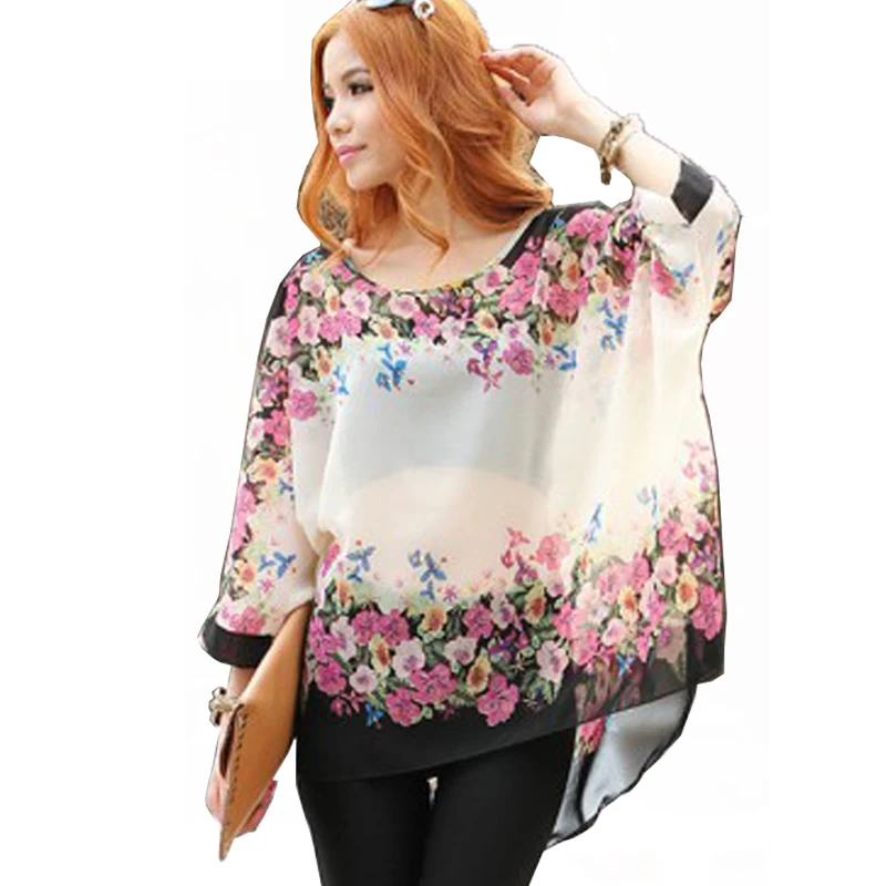 

Blouse Shirt Women Short Sleeve Summer Tops New Fashion Floral Print Chiffon Blouses Plus Size 5XL 6XL Blusas Mujer de Moda 2018