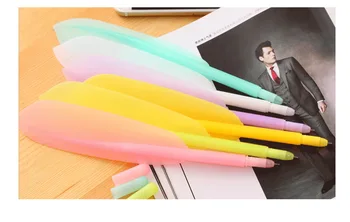 

Candy color feather Gel Pen black ink gel pen for kids study gift School Office Supply Escolar Papelaria