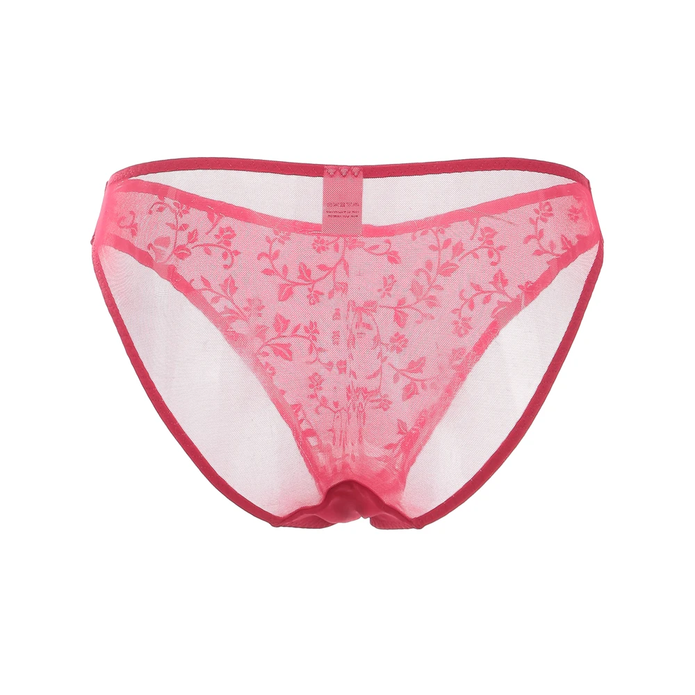 GERRITA Thong Women Panties Sheer Lace Bow-knott V-string Crotch Lingerie High Quality Nylon Low Waist Underwear For Lady