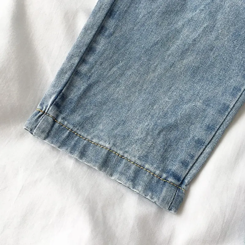 Korean Fashion Blue Jeans Woman Vintage Washed High Waist Jeans Female Casual loose Elastic Waist Pockets Denim Pants Woman Korean Fashion Blue Jeans Woman Vintage Washed High Waist Jeans Female Casual loose Elastic Waist Pockets Denim Pants Woman