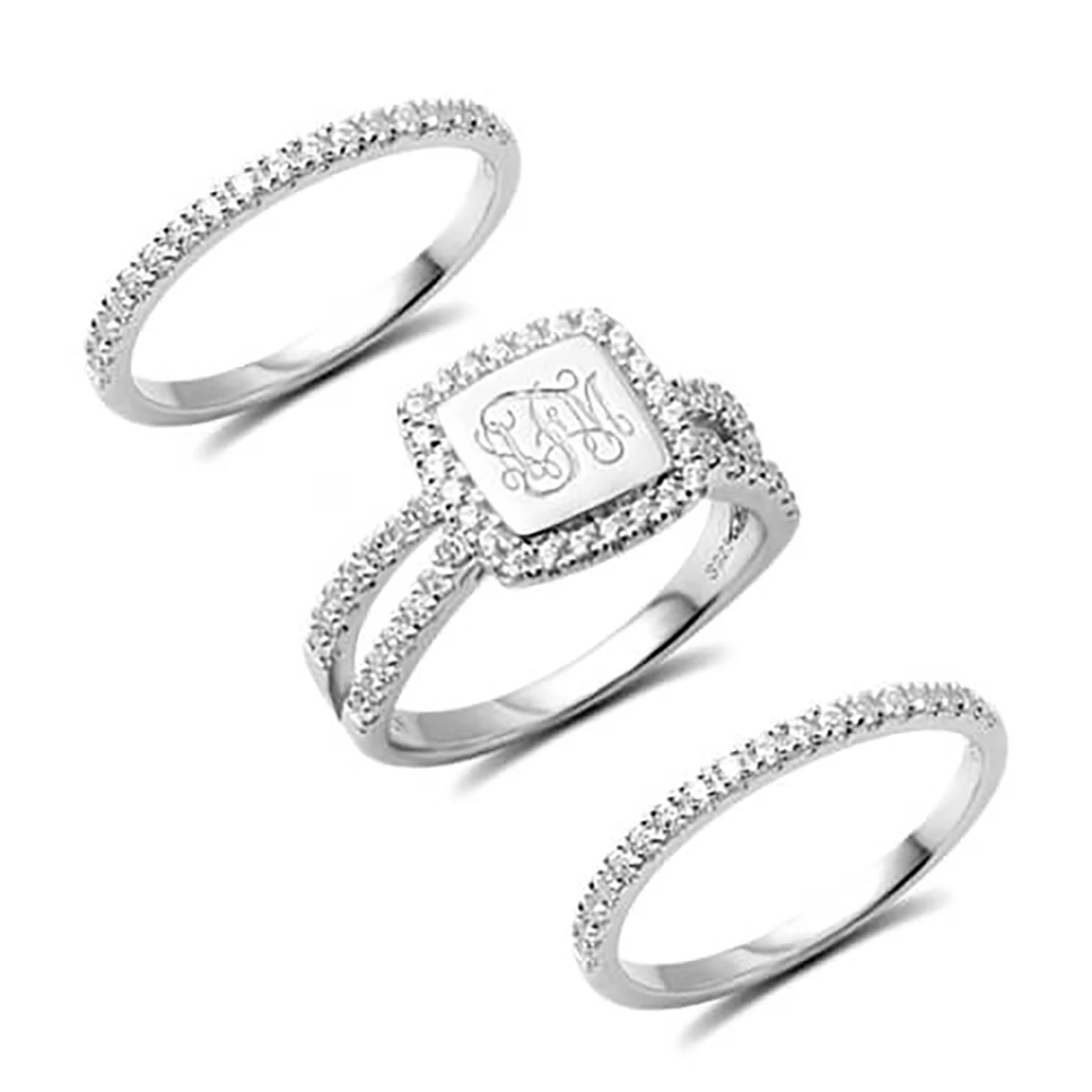 

Sweey Dropshipping Custom Engraved Stacking Monogram Ring Valentine's Day Gift 3 Initials Monogram Letter Engraved Ring