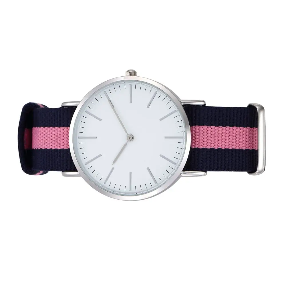 canvas band ladies watches clean face quartz analog hands