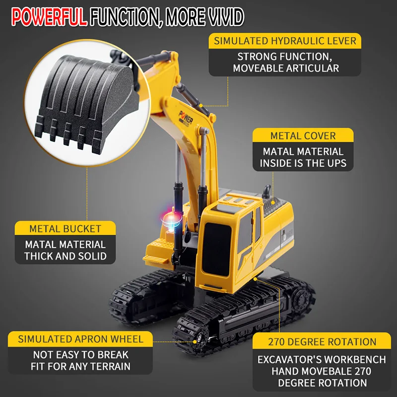 2.4Ghz 6Ch 1:24 Rc Excavator Mini Rc Truck Rechargeable Simulated Excavator Gift Toy For Kids 2.4Ghz 6Ch 1:24 Rc Excavator Mini Rc Truck Rechargeable Simulated Excavator Gift Toy For Kids