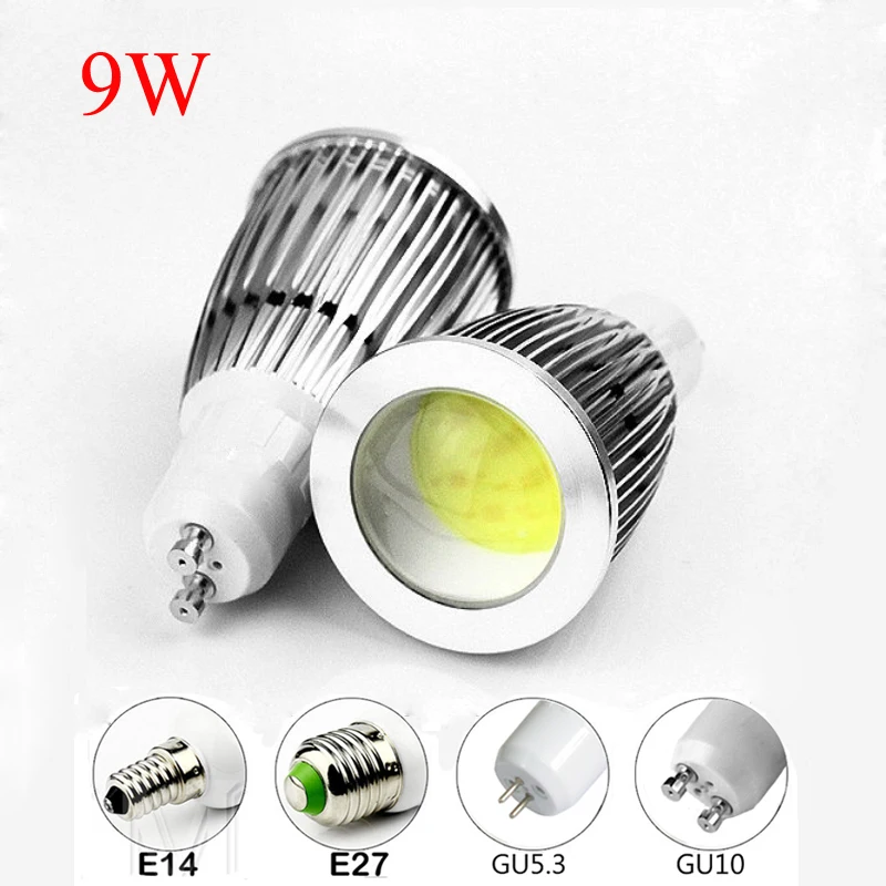 

E14/E27/GU5.3/GU10 9W Warm/Cold White Dimmable LED COB Spotlight Bulb Lamp LED spot light AC85-265V free shipping