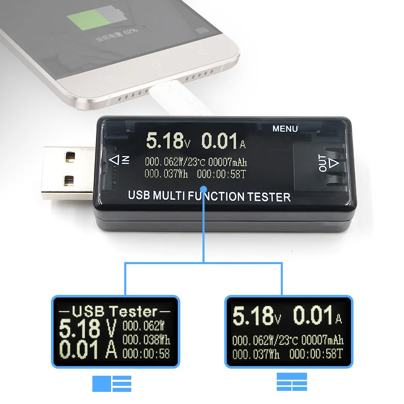 

8 in1 QC2.0 3.0 4-30v Electrical power USB capacity voltage tester current meter monitor voltmeter ammeter 40% off