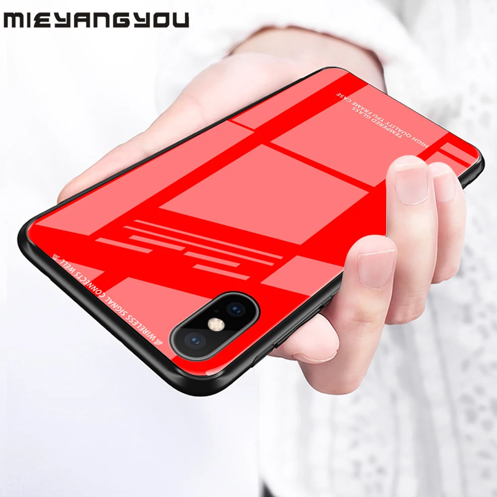 

Tempered Glass Case For iPhone XS Max 6s 7 8 Plus XR Soft TPU Frame Case Cover For iPhone On 6 6s X 7 8 Protective Fundas Shell
