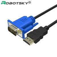 Robotsky-Cable HDMI compatible con VGA macho a macho, adaptador de vídeo de 1,8 M, solo para reproductor HD a HDTV, de alta calidad