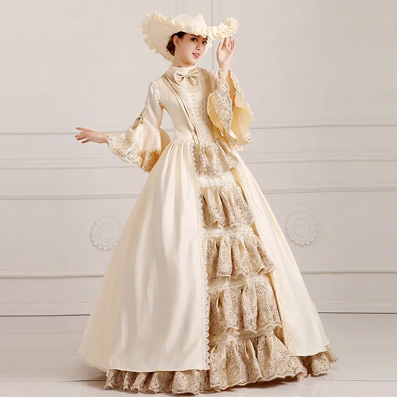 Champagne Court Bown Stage Costumes Elegance Queen Dress (5)