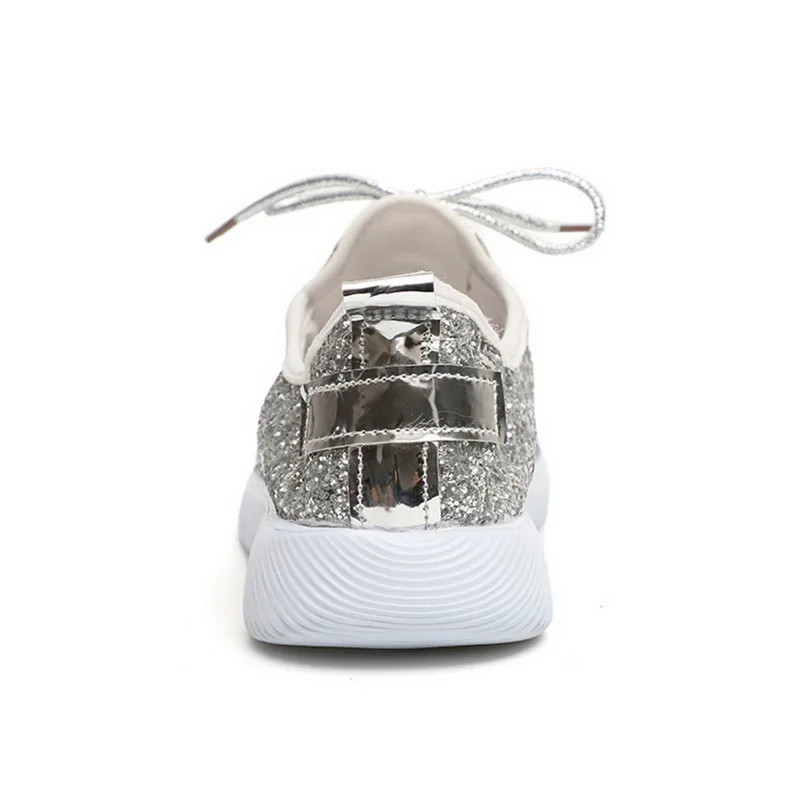 HEFLASHOR/Вулканизированная обувь; женские блестящие кроссовки; Летние блестящие белые кроссовки на шнуровке; блестящая обувь для женщин; повседневная обувь для тенниса