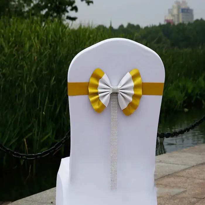 Свадебные Эластичный галстук-бабочка реквизит, стул крышка Виноградная лоза цветок лента вечерние стрейтч большого размера KM88