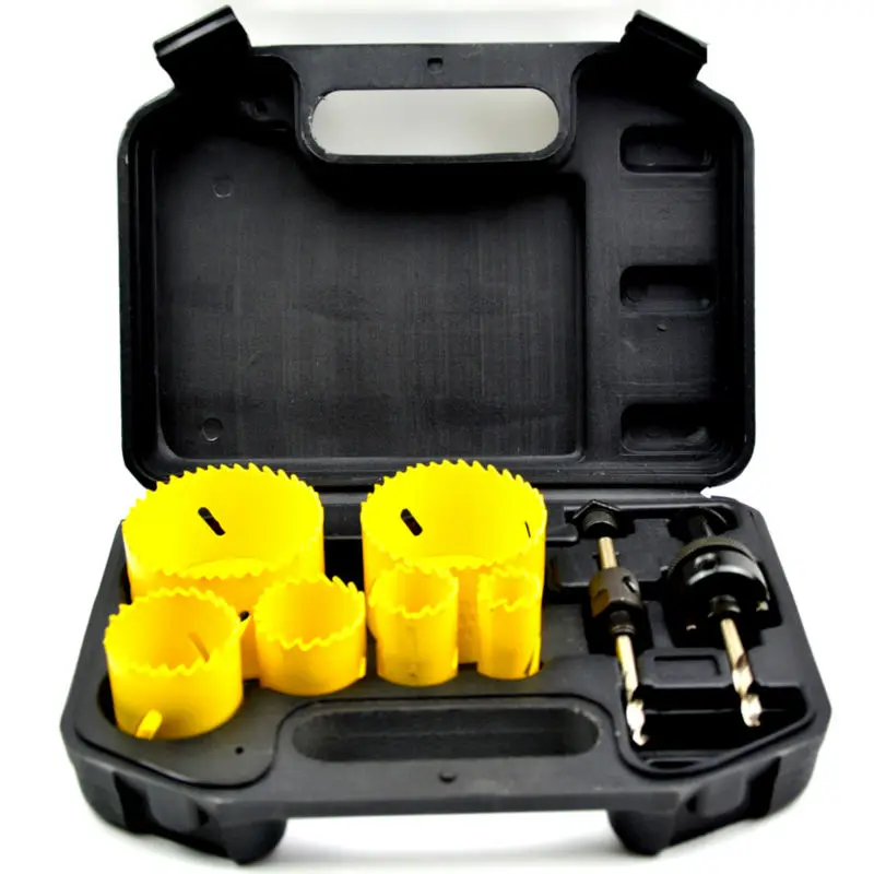 ФОТО 20% OFF 9PCS HSS Bi-metal Hole Saws Kit With Tools Box,22mm-73mm metal and wood cutting holesaw cutter set by china manufacturer
