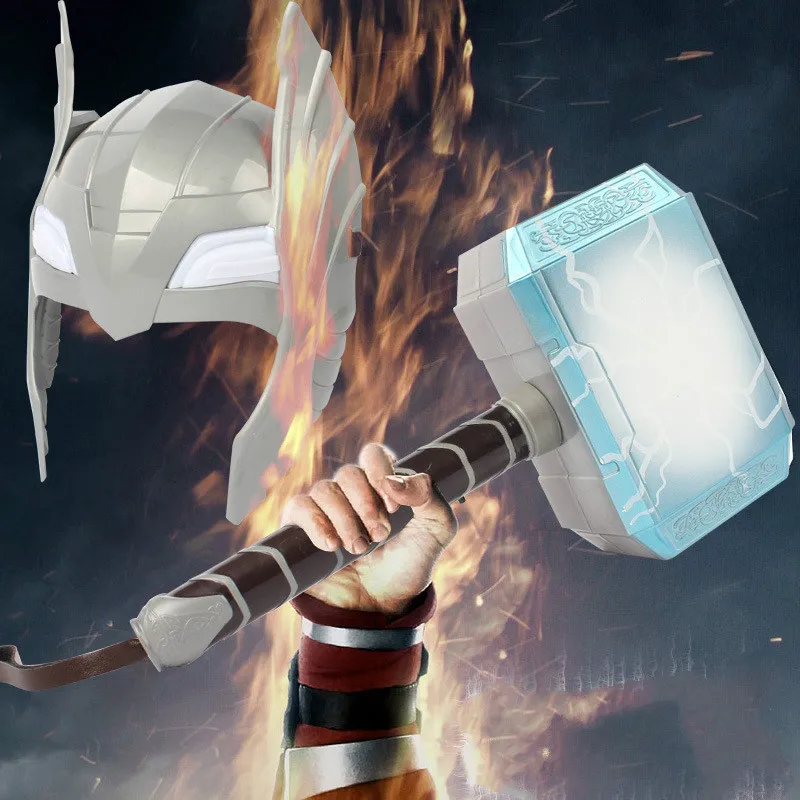 

Cosplay Toy Thor LED Light and Sound Helmet Mask Weapon Hammer Quake Toy Sets Costume Party Toys
