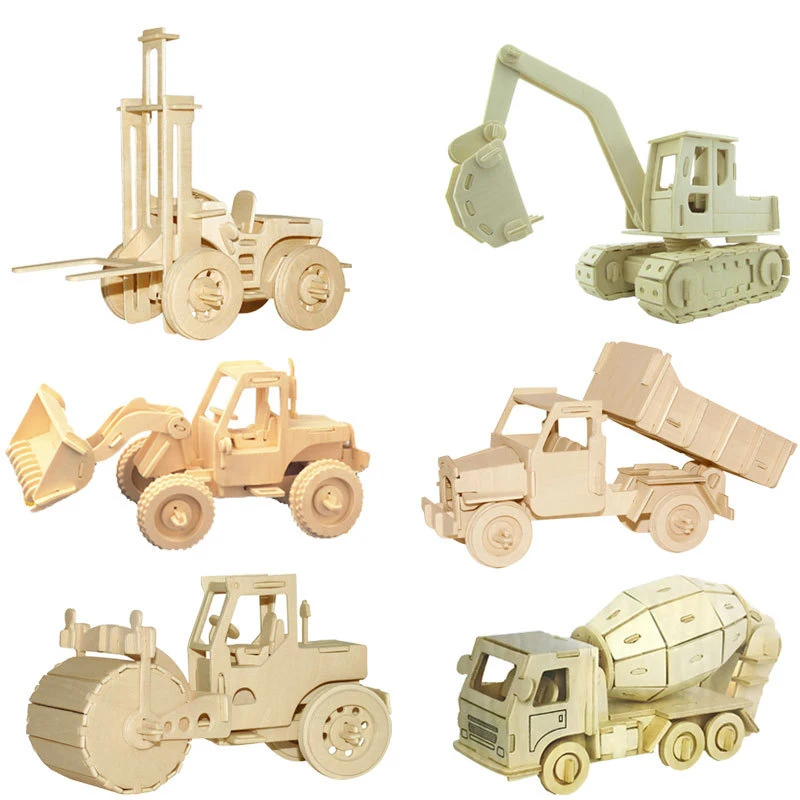 Car DIY3D three-dimensional puzzle model wooden educational toy model building kit education hobby gift engineering vehicle 1 87 scale model simulation folding balance car lifting telescopic aerial work alloy diecast engineering vehicle toys collection