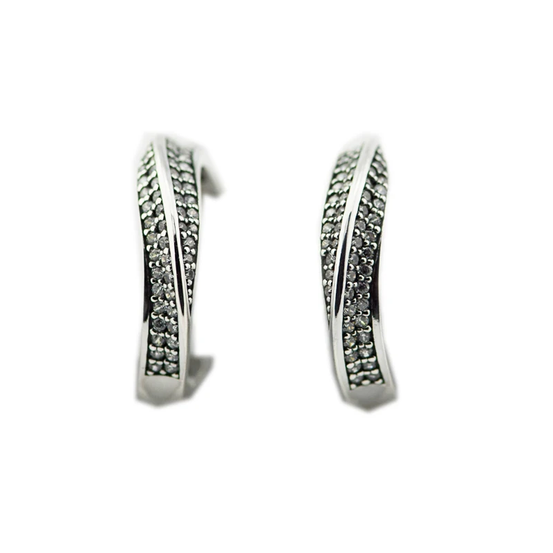 

Original 925 Sterling Silver Jewelry Elegant Waves Hoop Earrings High Quality Fashion Earring for Women DIY Jewelry Wholesale